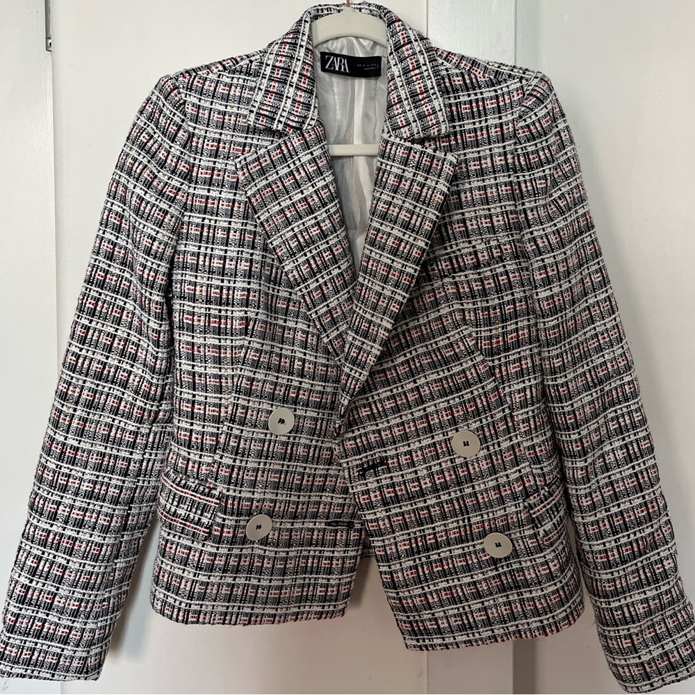 Zara checked print blazer